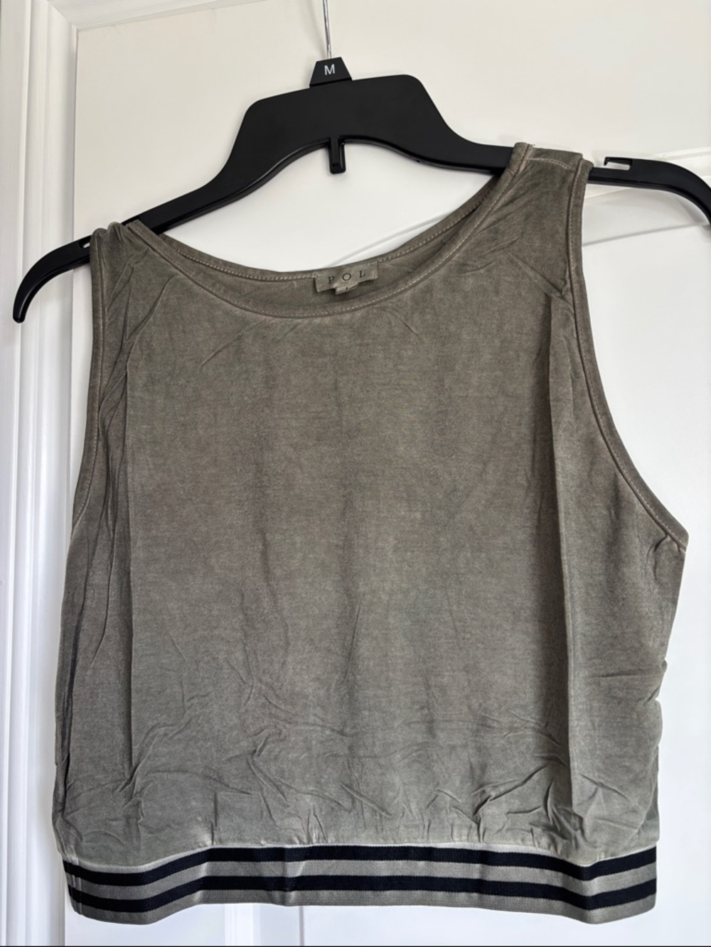 POL NWOT Tank Top in Olive with Striped Hem